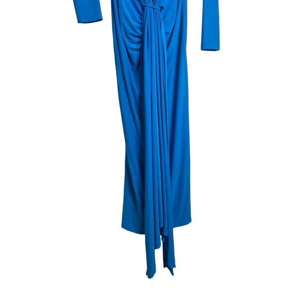 Solace London Lorena Midi Dress Ruched Knotted Draped Long Sleeve Azure Size 2 - Picture 7 of 12